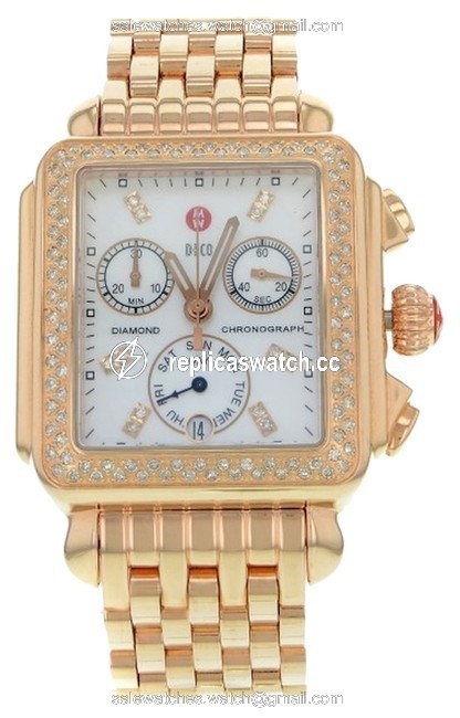 Michele Deco Mww06p000109 18k Rose Gold Plated Steel Quartz Womens (9605) Watch Michele Deco Mww06p000109 18k Rose Gold Plated Steel Quartz Womens (9605) Watch