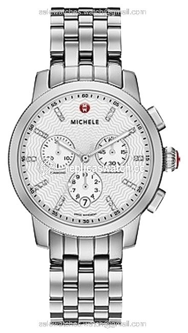 Michele Silver Uptown 28 Diamond Dial Case and Bracelet Watch Michele Silver Uptown 28 Diamond Dial Case and Bracelet Watch
