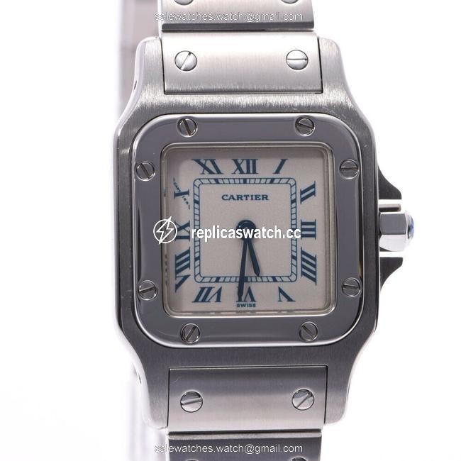 Cartier White Stainless Steel Santos Galbee Womens Wristwatch 23 Mm Watch Cartier White Stainless Steel Santos Galbee Womens Wristwatch 23 Mm Watch