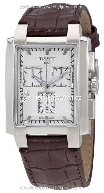 Tissot White Brown Classic Txl Chronograph Silver Dial Mens Leather Watch Tissot White Brown Classic Txl Chronograph Silver Dial Mens Leather Watch