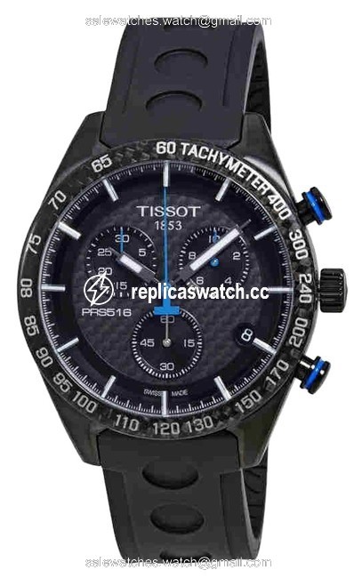 Tissot Black Prs 516 Chronograph Date Carbon Dial Mens Rubber Watch Tissot Black Prs 516 Chronograph Date Carbon Dial Mens Rubber Watch