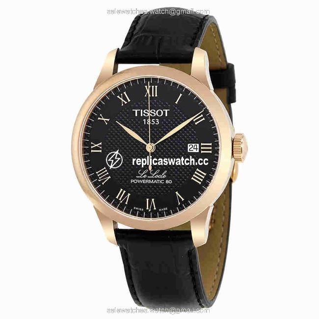 Tissot Rose Gold Tone Black Roman T-classic Numerals Date Dial Mens Leather Watch Tissot Rose Gold Tone Black Roman T-classic Numerals Date Dial Mens Leather Watch