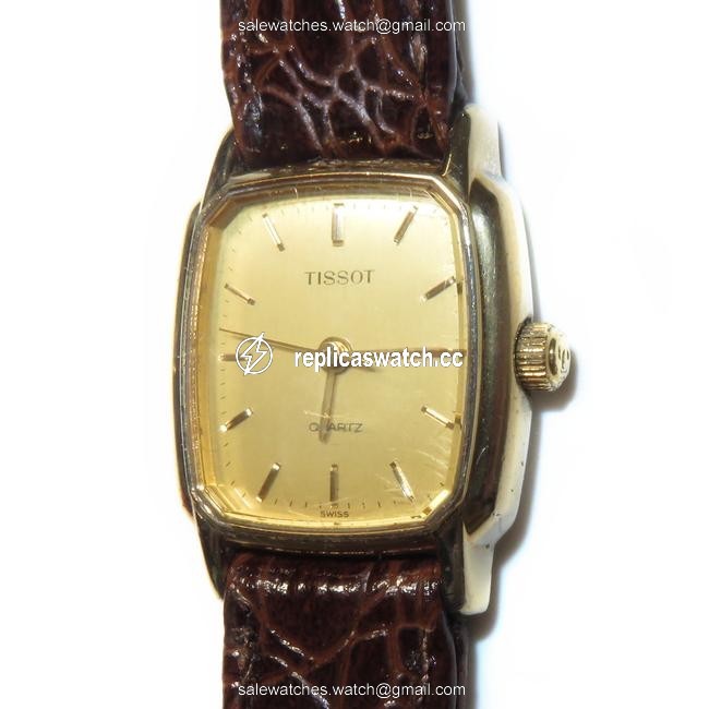 Tissot Gold Tone Swiss Quartz Ladies Leather Belt T Square Watch Tissot Gold Tone Swiss Quartz Ladies Leather Belt T Square Watch