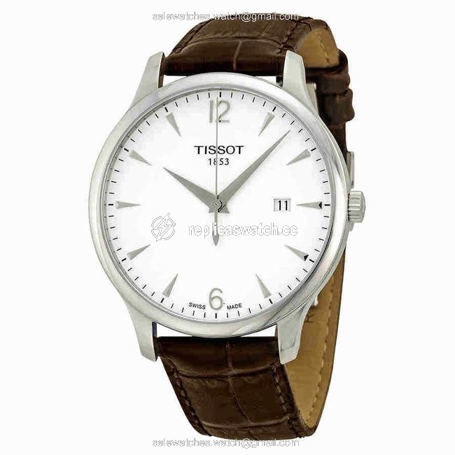 Tissot Brown White T Classic Tradition Silver Dial Leather Mens Watch Tissot Brown White T Classic Tradition Silver Dial Leather Mens Watch