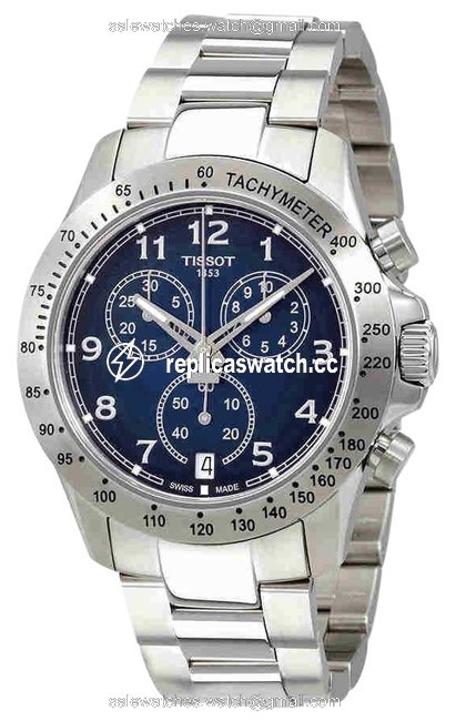 Tissot Silver Tone Blue T-sport V8 Chronograph Date Dial Mens Watch Tissot Silver Tone Blue T-sport V8 Chronograph Date Dial Mens Watch