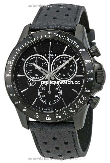 Tissot Black Leather T-sport V8 T1064173605100 Chronograph Pvd Mens Watch Tissot Black Leather T-sport V8 T1064173605100 Chronograph Pvd Mens Watch