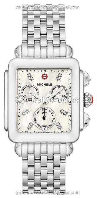 Michele Silver New New Deco Stainless Diamond Dial Mww06p000014 Watch Michele Silver New New Deco Stainless Diamond Dial Mww06p000014 Watch
