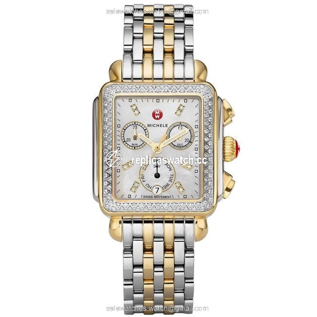 Michele Two-tone New Deco 18k Diamond Mww06p000108 Watch Michele Two-tone New Deco 18k Diamond Mww06p000108 Watch