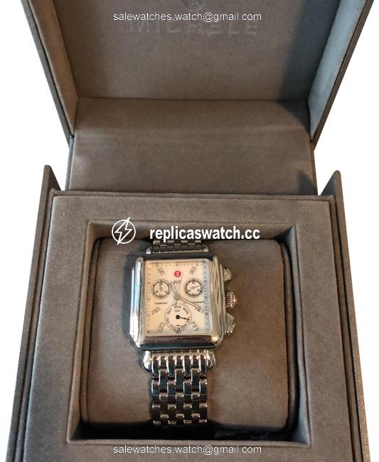 Michele Silver Deco Non Diamond Diamond Dial Watch Michele Silver Deco Non Diamond Diamond Dial Watch