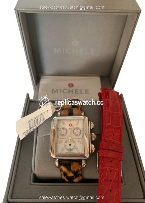 Michele Stainless Steel and Mother Of Pearl Face Silver Deco Diamond Dial Model Mww06p00014 Watch Michele Stainless Steel and Mother Of Pearl Face Silver Deco Diamond Dial Model Mww06p00014 Watch