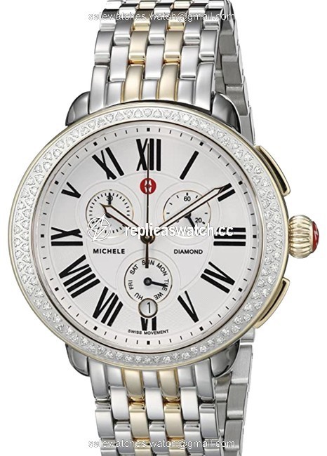 Michele Two Tone Womens Mww21a000008 Serein Analog Display Swiss Quartz Silver Watch Michele Two Tone Womens Mww21a000008 Serein Analog Display Swiss Quartz Silver Watch