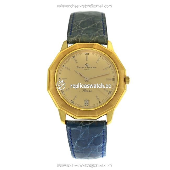 Baume & Mercier Gold Riviera Unisex 87012 18k Yellow Quartz 34mm Watch Baume & Mercier Gold Riviera Unisex 87012 18k Yellow Quartz 34mm Watch
