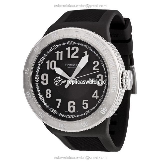 Hamilton Black Rubber Strap H79715333 Khaki Base Jump Mens Swiss Mechanical Watch Hamilton Black Rubber Strap H79715333 Khaki Base Jump Mens Swiss Mechanical Watch