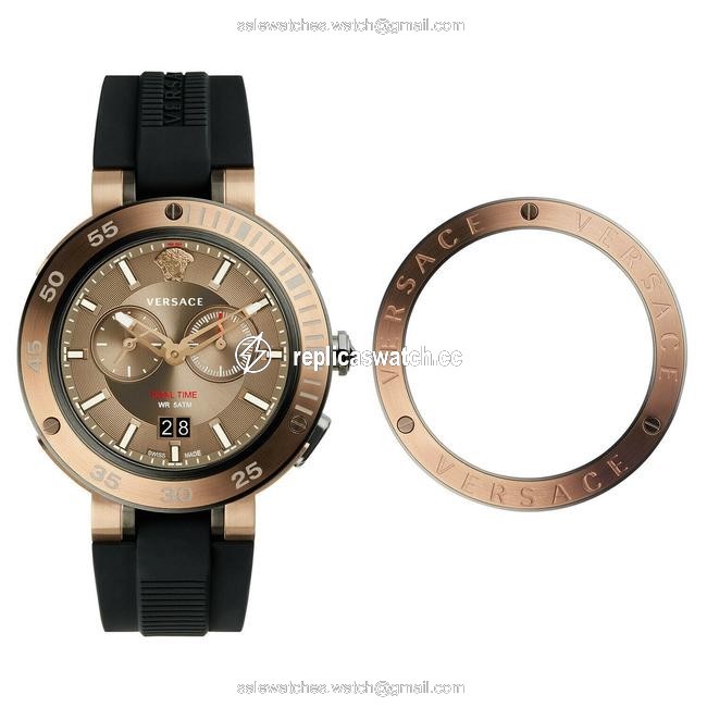 Versace Black/Brown Vcn030017 V-extreme Chronograph Dial Rubber Strap Watch Versace Black/Brown Vcn030017 V-extreme Chronograph Dial Rubber Strap Watch