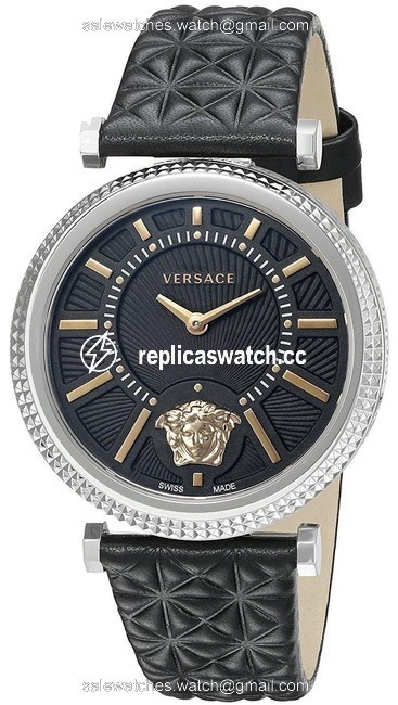 Versace Black/Silver/Gold Vqg020015 V-helix Quartz Womens Watch Versace Black/Silver/Gold Vqg020015 V-helix Quartz Womens Watch