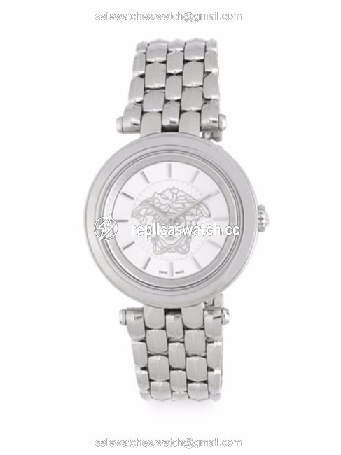 Versace Silver Khai Round Bracelet Analog Watch Versace Silver Khai Round Bracelet Analog Watch