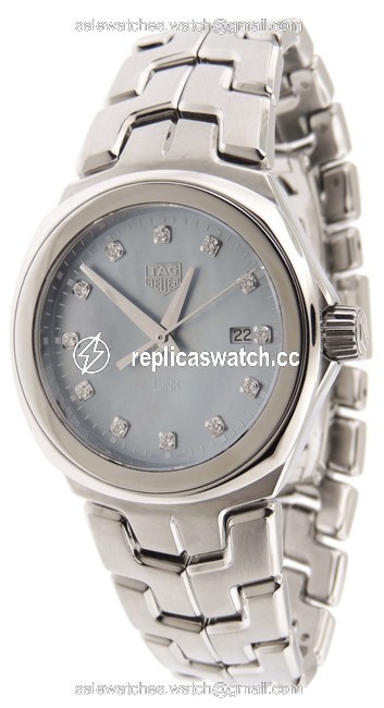 TAG Heuer Mother Of Pearl Ladies Link Wbc1313 Diamond Mop Ss 32mm Date Watch TAG Heuer Mother Of Pearl Ladies Link Wbc1313 Diamond Mop Ss 32mm Date Watch