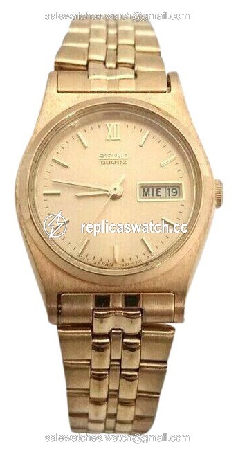 Seiko Gold New Vintage 90s Wristwatch Classic Day Date Watch Seiko Gold New Vintage 90s Wristwatch Classic Day Date Watch