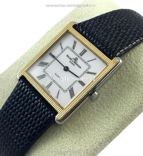 Baume & Mercier 18k Yellow Gold Bezel Stainless Steel Swiss Quartz Watch Baume & Mercier 18k Yellow Gold Bezel Stainless Steel Swiss Quartz Watch