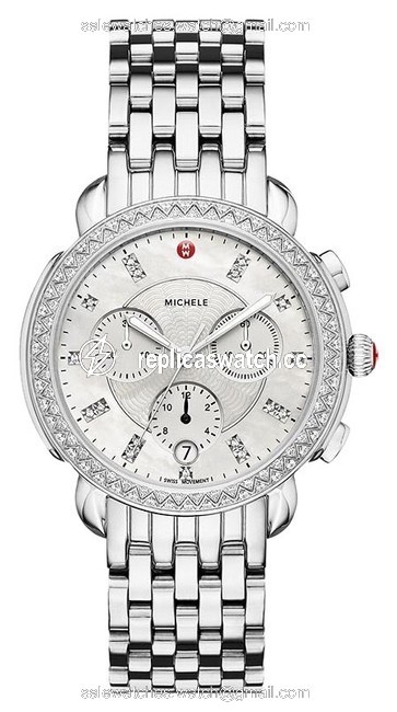 Michele Stainless Steel Silver Sidney Diamond Dial Chronograph Ladies (Mww30a000001) Watch Michele Stainless Steel Silver Sidney Diamond Dial Chronograph Ladies (Mww30a000001) Watch