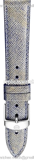 Michele Tattered Blue 16mm Saffiano Leather Strap Limited Edition Watch Michele Tattered Blue 16mm Saffiano Leather Strap Limited Edition Watch