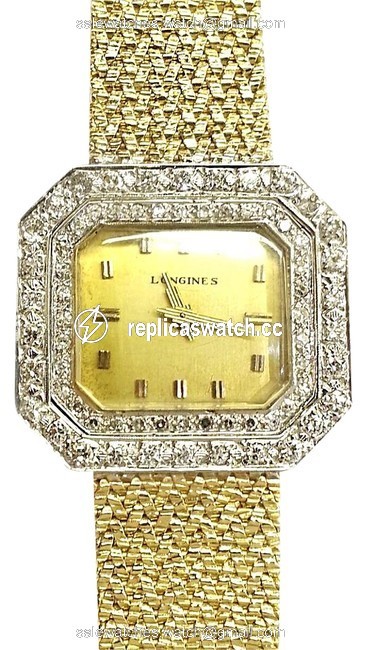 Longines Vintage 14 Karat Yellow Gold with 2 Ct.tw. Diamonds Mechanical Movement Watch Longines Vintage 14 Karat Yellow Gold with 2 Ct.tw. Diamonds Mechanical Movement Watch