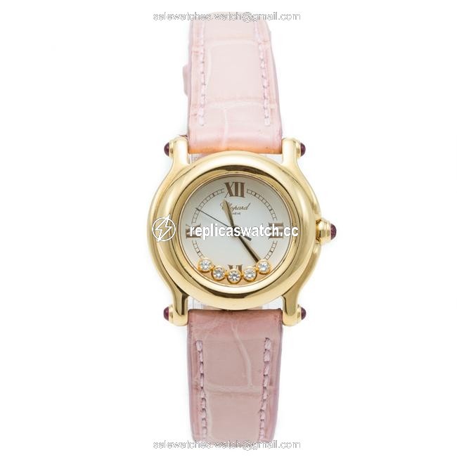 Chopard Silver Diamond Dial Happy Sport Yellow Gold Womens 26 Mm Watch Chopard Silver Diamond Dial Happy Sport Yellow Gold Womens 26 Mm Watch