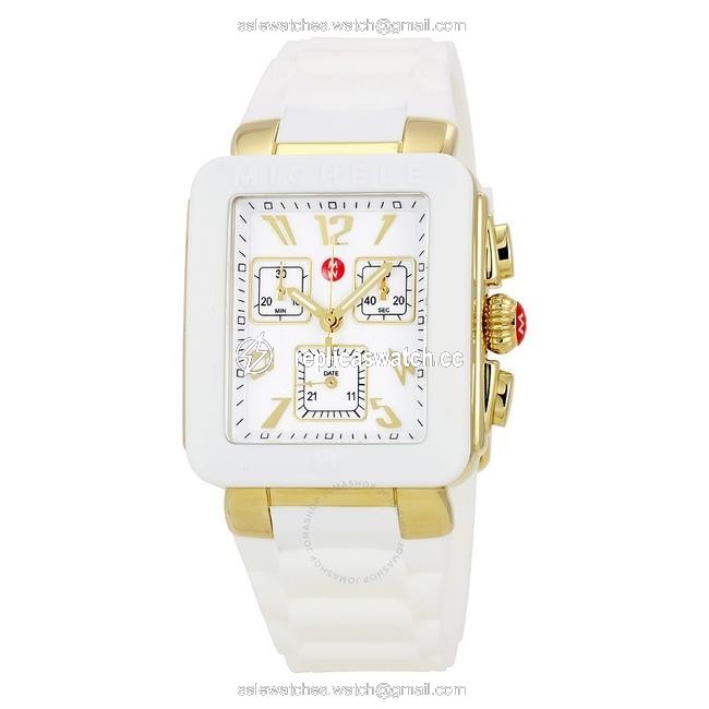 Michele White Park Silicone Gold Steel Chronograph Mww06l000013 Watch Michele White Park Silicone Gold Steel Chronograph Mww06l000013 Watch