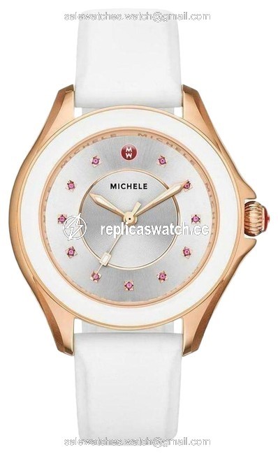 Michele Rose Gold Cape Silicone Stainless Mww27a000004 Watch Michele Rose Gold Cape Silicone Stainless Mww27a000004 Watch