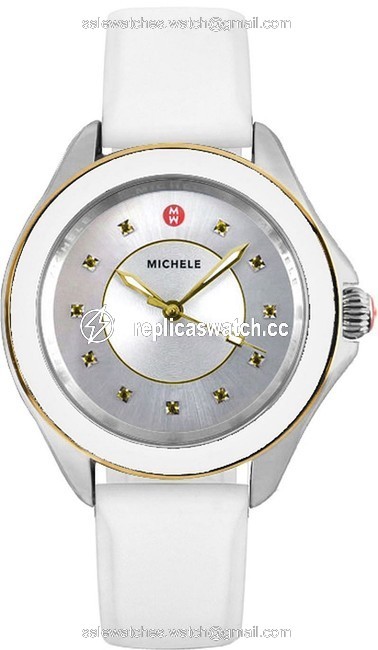 Michele White Cape Silicone Stainless Steel Two Tone Mww27a000024 Watch Michele White Cape Silicone Stainless Steel Two Tone Mww27a000024 Watch