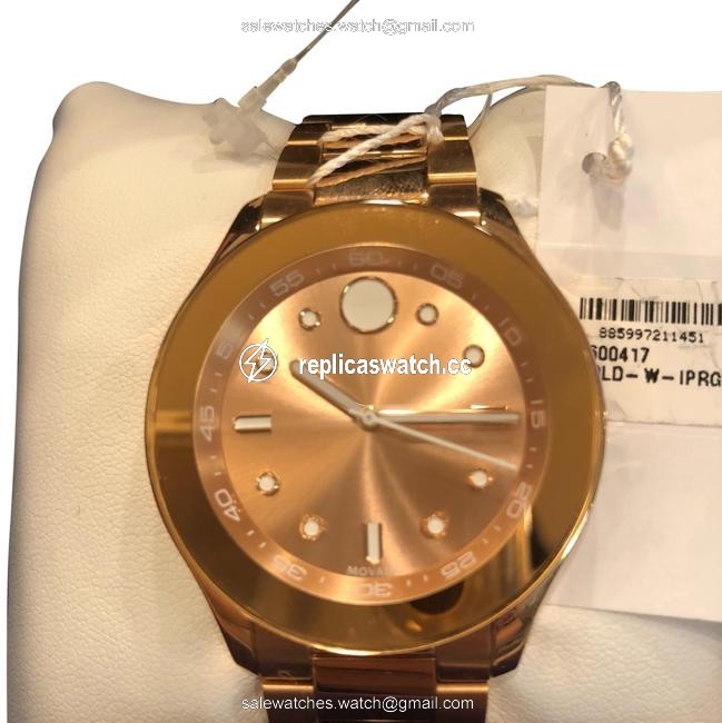 Movado Rose Gold/White Womens Swiss Gold-tone Stainless Steel Bracelet 38mm Watch Movado Rose Gold/White Womens Swiss Gold-tone Stainless Steel Bracelet 38mm Watch