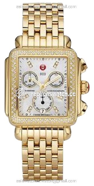 Michele Gold Deco Diamond with Diamond Dial Watch Michele Gold Deco Diamond with Diamond Dial Watch