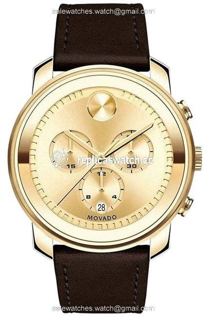 Movado Brown Bold Leather Strap Gold Chronograph Mens Quartz 3600409 Watch Movado Brown Bold Leather Strap Gold Chronograph Mens Quartz 3600409 Watch