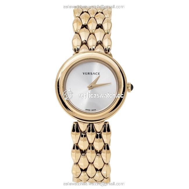 Versace Gold Tone Stainless Steel V-flare Vebn Womens Wristwatch 28 Mm Watch Versace Gold Tone Stainless Steel V-flare Vebn Womens Wristwatch 28 Mm Watch