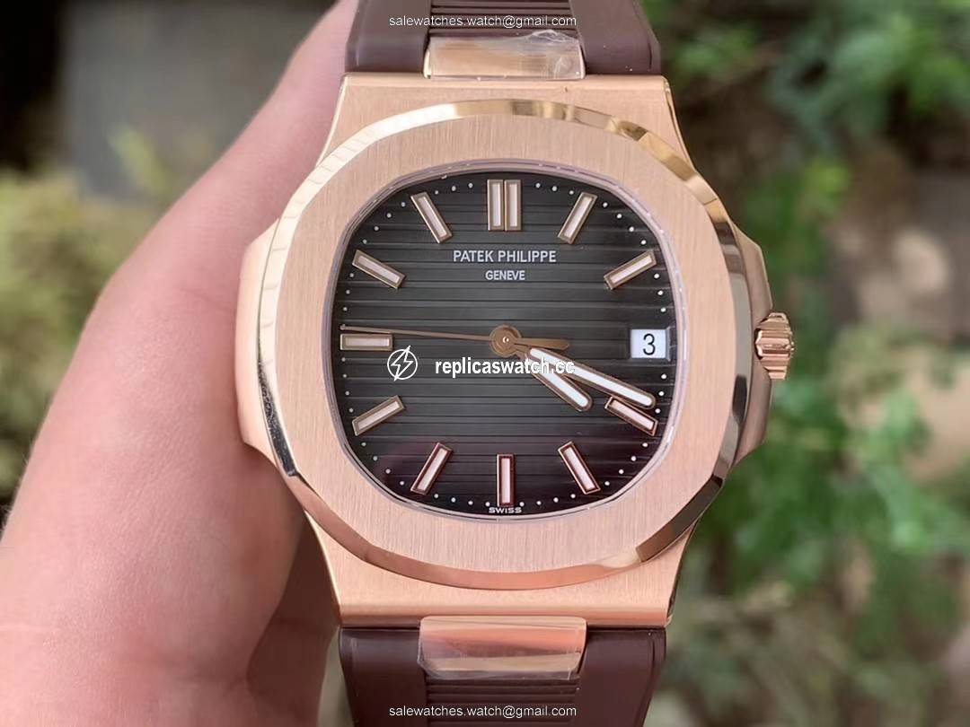 NAUTILUS 5711 RG GRF 1:1 BEST EDITION GRAY TEXTURED DIAL ON BROWN LEATHER STRAP 324CS NAUTILUS 5711 RG GRF 1:1 BEST EDITION GRAY TEXTURED DIAL ON BROWN LEATHER STRAP 324CS