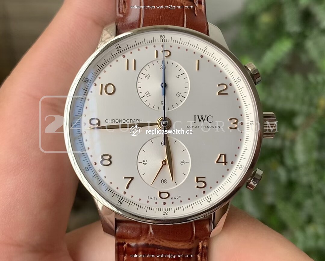 PORTUGUESE CHRONO IW371604 ZF 1:1 BEST EDITION WHITE DIAL ON BROWN LEATHER STRAP A69355 PORTUGUESE CHRONO IW371604 ZF 1:1 BEST EDITION WHITE DIAL ON BROWN LEATHER STRAP A69355