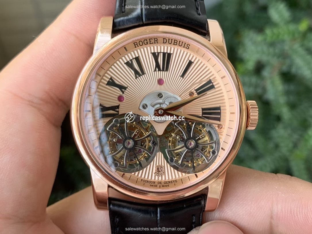 HOMMAGE DOUBLE FLYING TOURBILLON RG JBF GOLD DIAL ON BLACK CROCO LEATHER STRAP HOMMAGE DOUBLE FLYING TOURBILLON RG JBF GOLD DIAL ON BLACK CROCO LEATHER STRAP