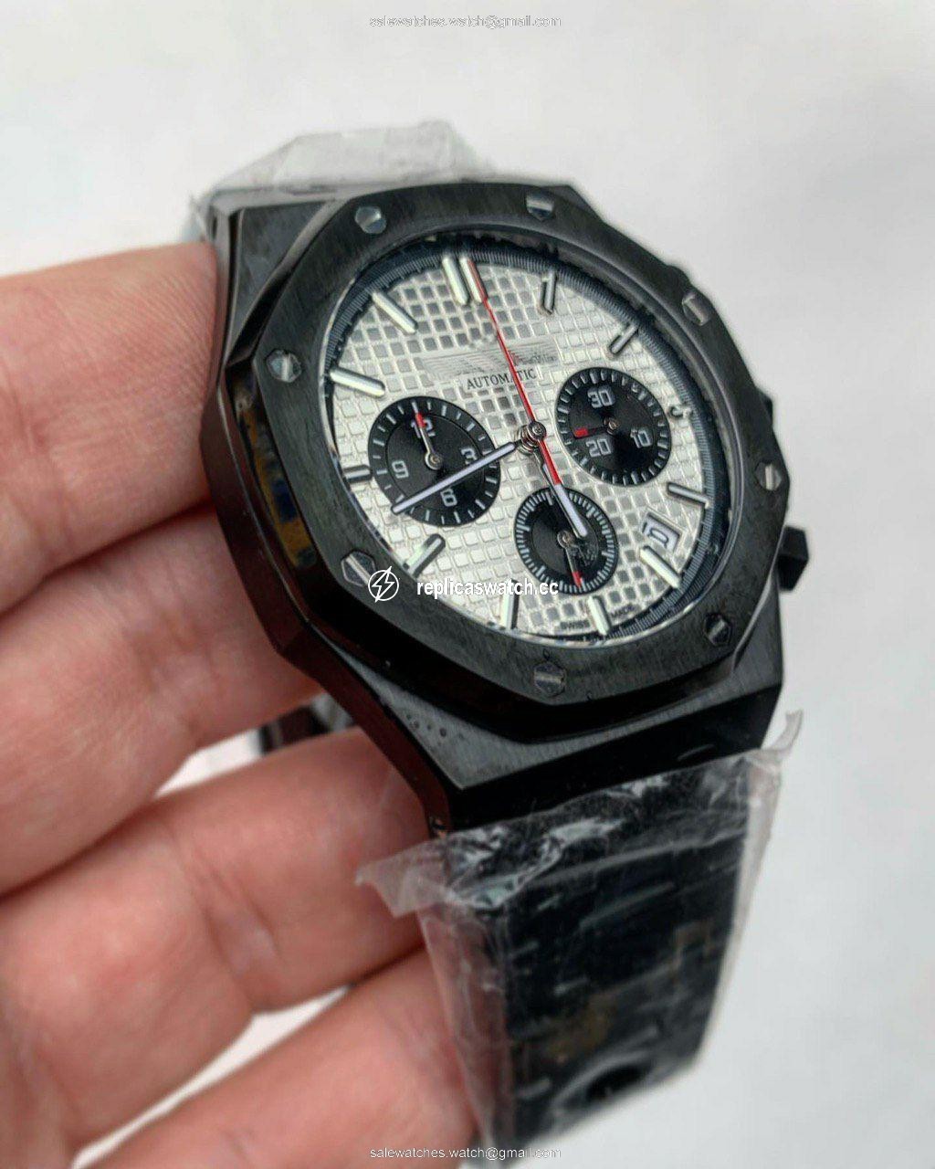 AP White Dial Black Solid Strap Chrono AP White Dial Black Solid Strap Chrono
