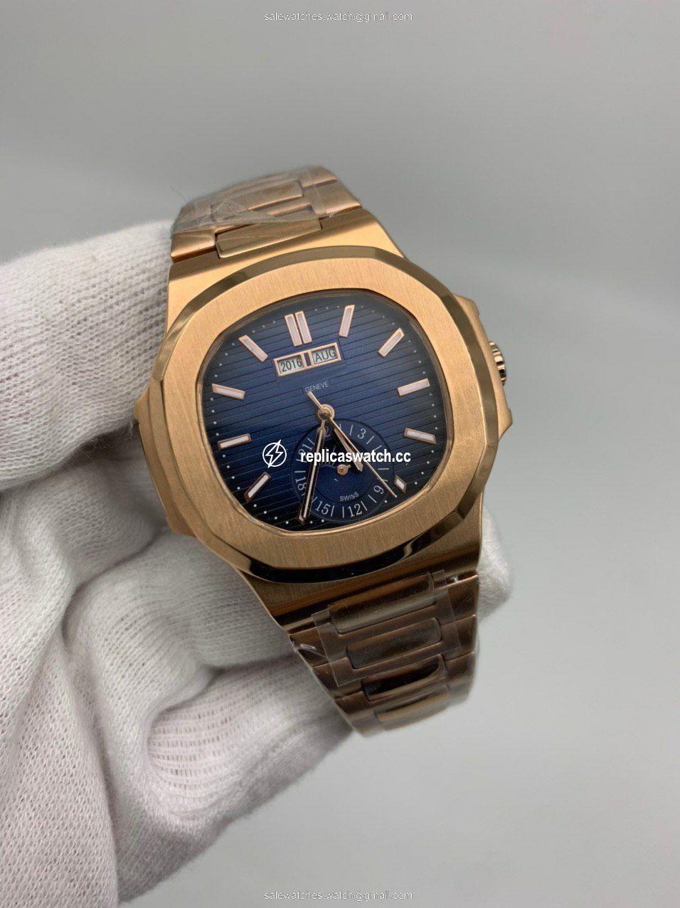 PP Nautilu Blue Dial Chrono Solid Steel Gold PP Nautilu Blue Dial Chrono Solid Steel Gold