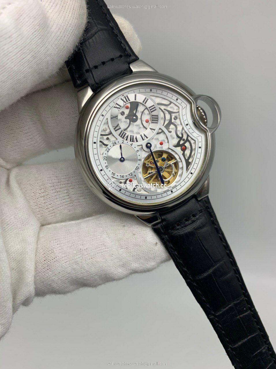 Car Santo Classic Tuorbion Skeleton on Black Lither Strap Car Santo Classic Tuorbion Skeleton on Black Lither Strap