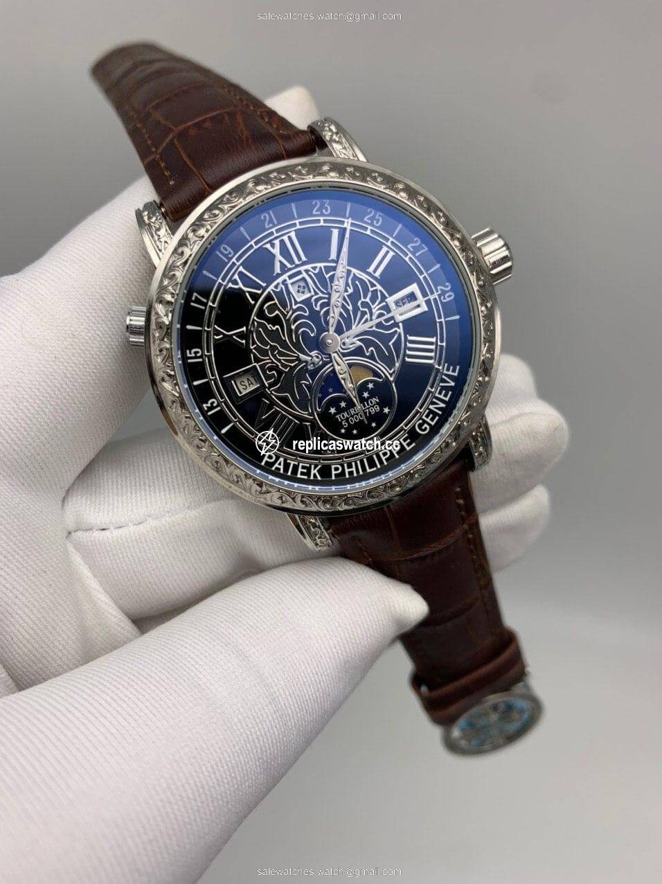 Patek Philippe Geneve Engraved Black Patek Philippe Geneve Engraved Black
