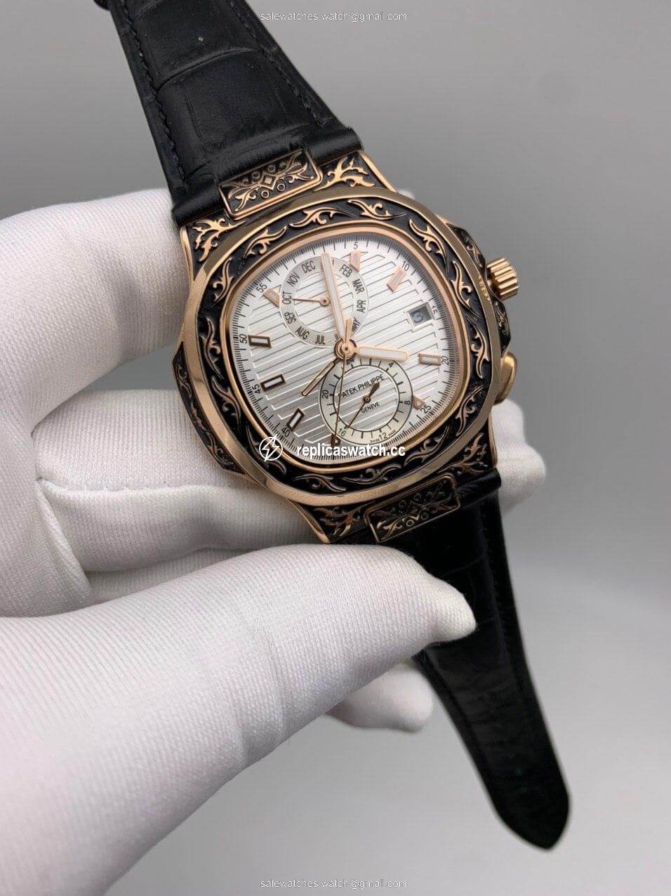 Patek Philippe Nautilus Engraved White Dial Duble Chrono Patek Philippe Nautilus Engraved White Dial Duble Chrono