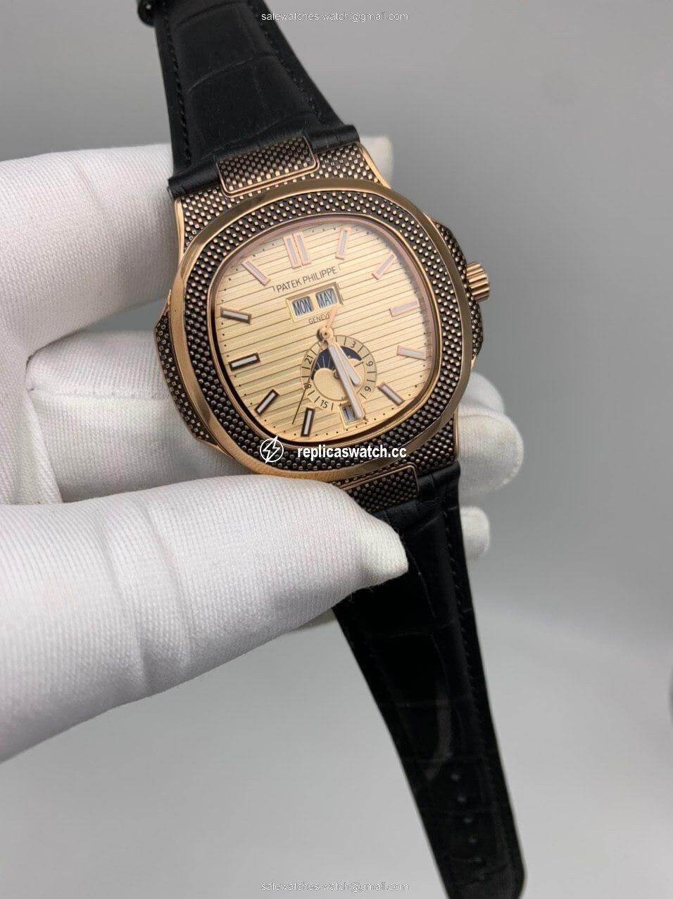 Patek Philippe Nautilus Engraved Gold Dial Chrono Patek Philippe Nautilus Engraved Gold Dial Chrono