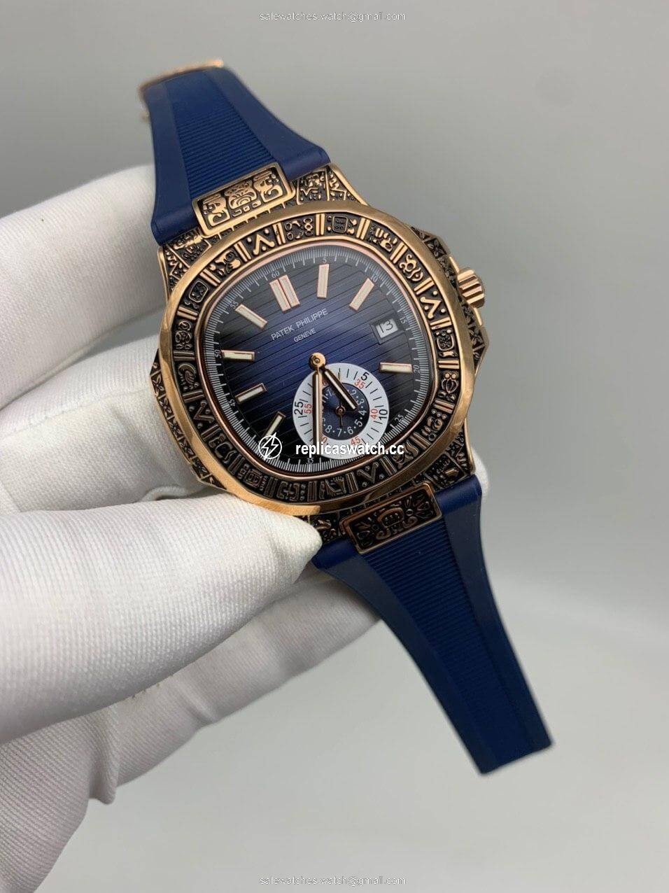 Patek Philippe Nautilus Engraved Blue Dial Chrono Patek Philippe Nautilus Engraved Blue Dial Chrono