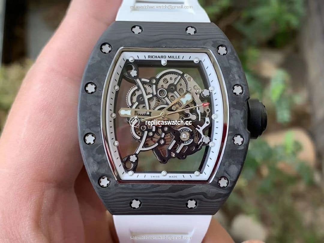 RM055 NTPT KVF Best Edition Skeleton Dial Black Crown on White Rubber Strap MIYOTA8215 V3 RM055 NTPT KVF Best Edition Skeleton Dial Black Crown on White Rubber Strap MIYOTA8215 V3
