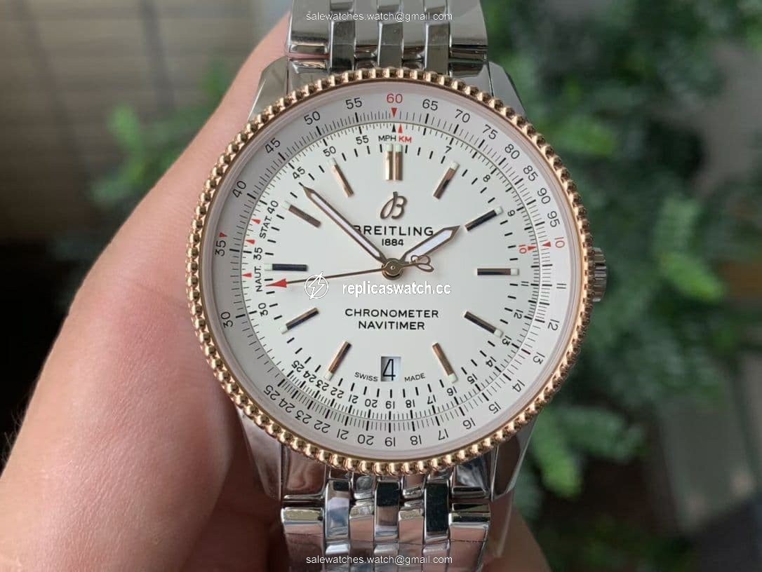 Navitimer 1 SS 38mm TF 1:1 Best Edition RG Bezel White Dial on SS Bracelet A2824 Navitimer 1 SS 38mm TF 1:1 Best Edition RG Bezel White Dial on SS Bracelet A2824