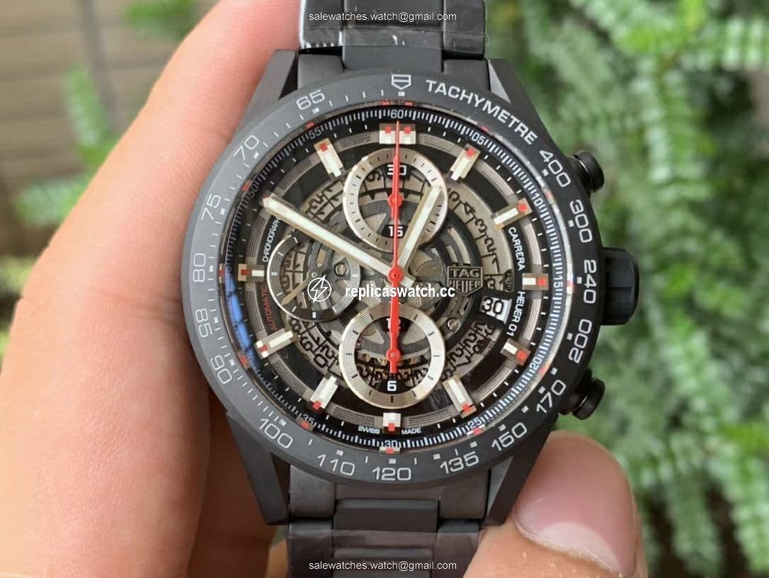 Calibre Heuer 01 Chrono 43mm Ceramic XF 1:1 Best Edition Skeleton Dial on Ceramic Bracelet A1887 Calibre Heuer 01 Chrono 43mm Ceramic XF 1:1 Best Edition Skeleton Dial on Ceramic Bracelet A1887