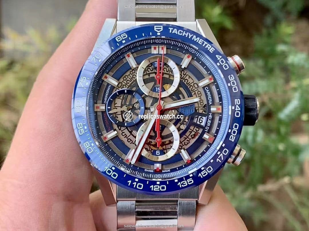 Calibre Heuer 01 Chrono 43mm Blue Ceramic SS XF 1:1 Best Edition Skeleton Dial on SS Bracelet A1887 Calibre Heuer 01 Chrono 43mm Blue Ceramic SS XF 1:1 Best Edition Skeleton Dial on SS Bracelet A1887