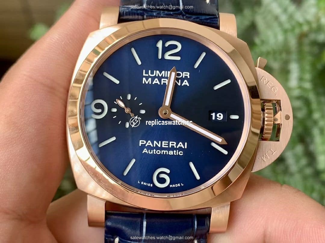 PAM1112 V GMT RG VSF 1:1 Best Edition Blue Dial on Blue Leather Strap P.9010 Super Clone PAM1112 V GMT RG VSF 1:1 Best Edition Blue Dial on Blue Leather Strap P.9010 Super Clone
