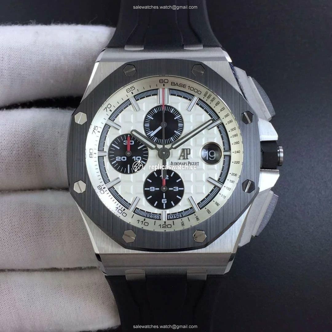 Royal Oak Offshore 44mm SS Updated Black Ceramic Bezel JF 1:1 Best Edition on Rubber Strap A3126 V2 w/ Cyclops and DW Mod Royal Oak Offshore 44mm SS Updated Black Ceramic Bezel JF 1:1 Best Edition on Rubber Strap A3126 V2 w/ Cyclops and DW Mod